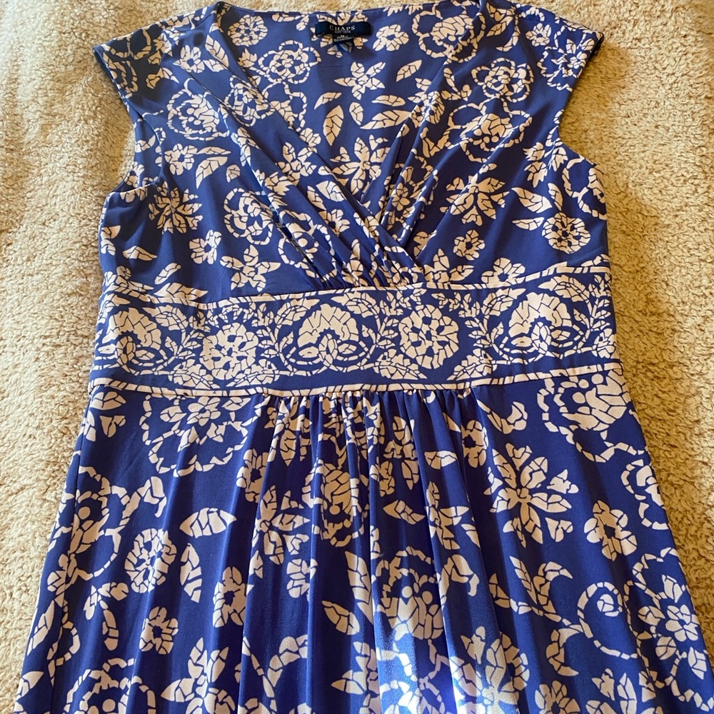 Beautiful periwinkle sleeveless dress, knee length.